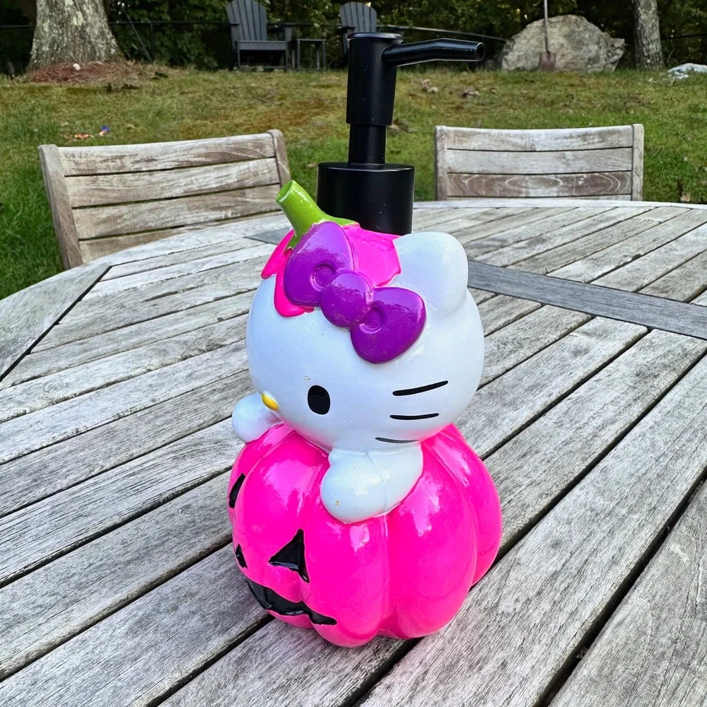 Sanrio Hello Kitty Pink Pumpkin Halloween Soap Dispenser Kawaii Decor 9 Inch